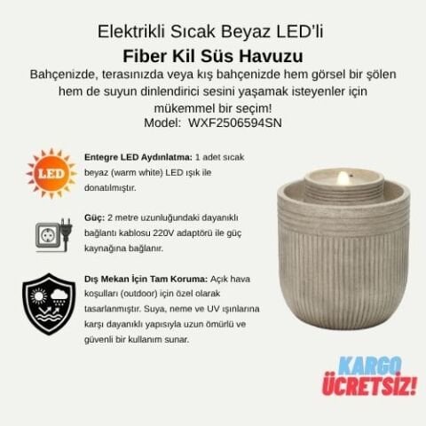 Güneş Enerjili & Uzaktan Kumandalı LED Işıklı Süs Havuzu | WXF2506594SN