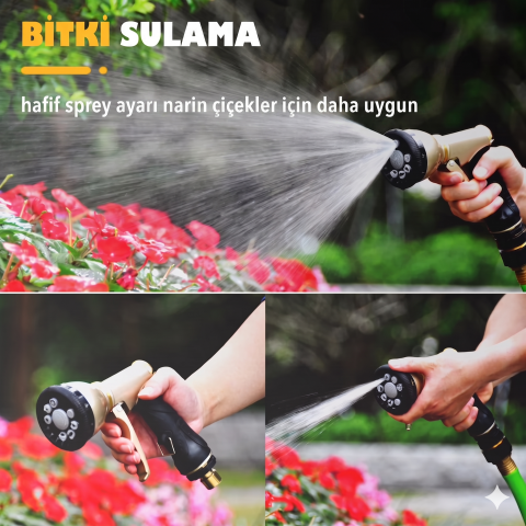 RainPoint MZ256 Metal Bahçe Sulama Tabancası 9 Fonksiyonlu Hortum Başlığı