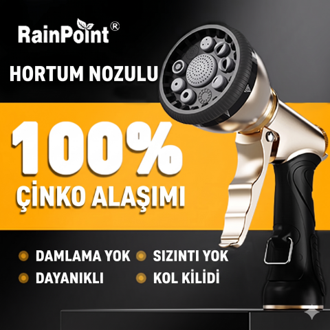 RainPoint MZ256 Metal Bahçe Sulama Tabancası 9 Fonksiyonlu Hortum Başlığı