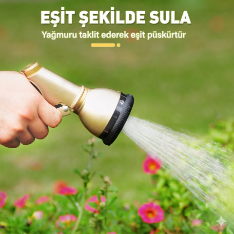 RainPoint MZ256 Metal Bahçe Sulama Tabancası 9 Fonksiyonlu Hortum Başlığı