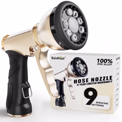 RainPoint MZ256 Metal Bahçe Sulama Tabancası 9 Fonksiyonlu Hortum Başlığı