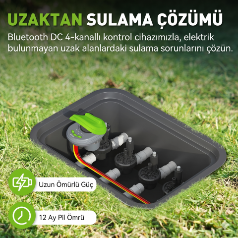 RainPoint HIC406B Bluetooth Kontrollü 9V 4 İstasyonlu Sulama Kontrol Ünitesi