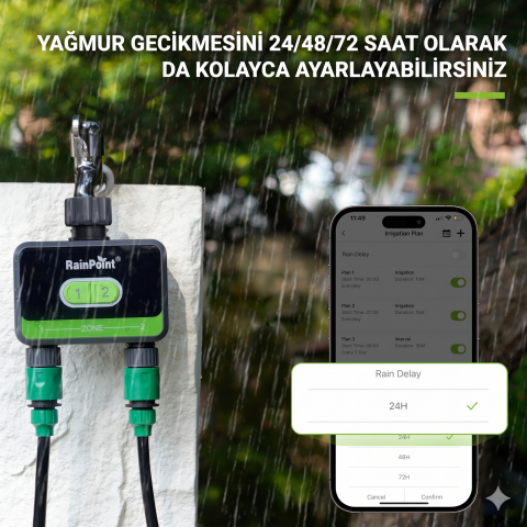 RainPoint HTV210B 2-Çıkış Bluetooth®'lu Musluk Kontrol Cihazı