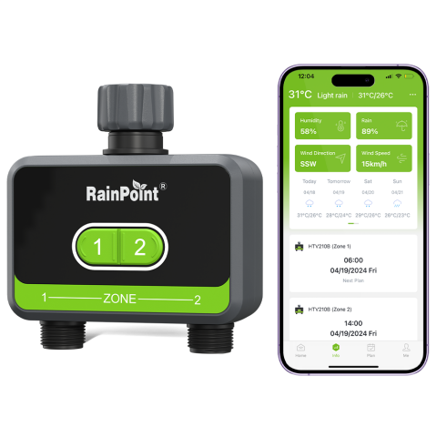 RainPoint HTV210B 2-Çıkış Bluetooth®'lu Musluk Kontrol Cihazı