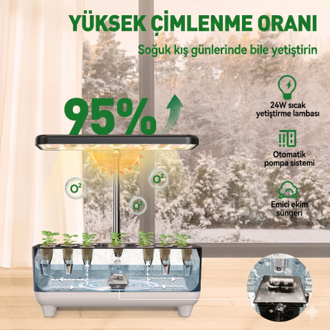 RainPoint HGS-Z238  İç Mekan Hidroponik Biti Büyütme Kiti -Gri-