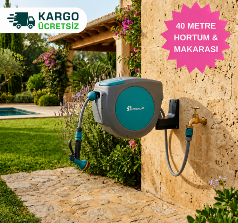 GARTENKRAFT OTOMATİK HORTUM MAKARASI + 1/2'' 40 METRE HORTUM
