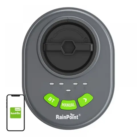 RainPoint Bluetooth'lu 4 Bölgeli Otomatik Sulama Kontrol Seti – HIC406B + 1'' 9V DC Solenoid Vana