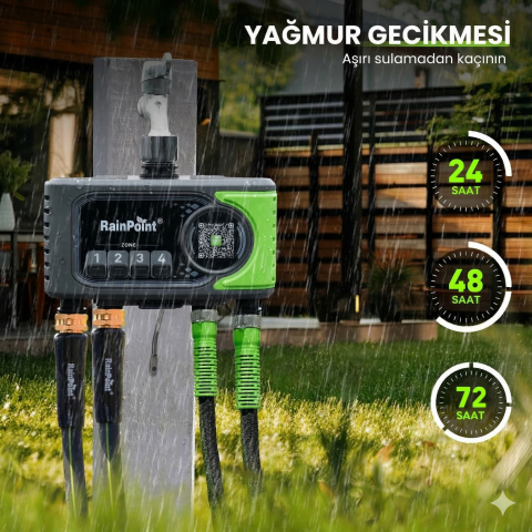 RainPoint HTV405FRF MUSLUK KONTROL CİHAZI 4 ÇIKIŞ + WİFİ + HWG023WBRF Mini Box Hub