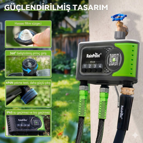 RainPoint HTV405FRF MUSLUK KONTROL CİHAZI 4 ÇIKIŞ + WİFİ + HWG023WBRF Mini Box Hub
