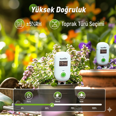 RainPoint HCS026FRF Akıllı Wi-Fi Toprak Nem Sensörü Küçük + HWG023WBRF Mini Box Hub