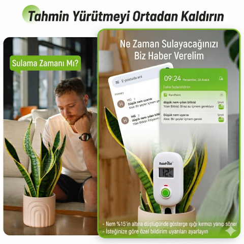 RainPoint HCS026FRF Akıllı Wi-Fi Toprak Nem Sensörü Küçük + HWG023WBRF Mini Box Hub