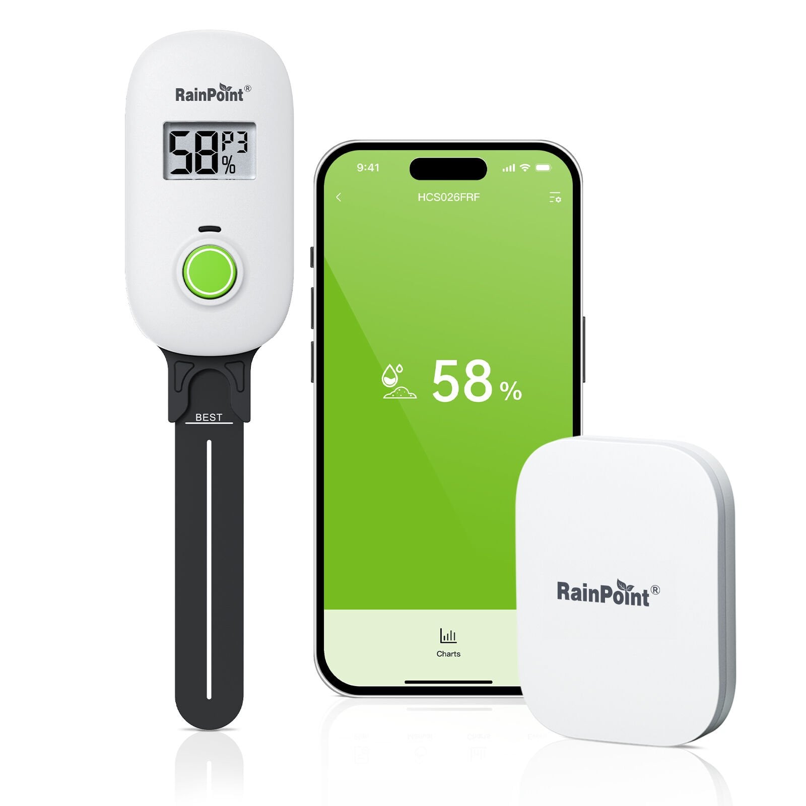 RainPoint HCS026FRF Akıllı Wi-Fi Toprak Nem Sensörü Küçük + HWG023WBRF Mini Box Hub