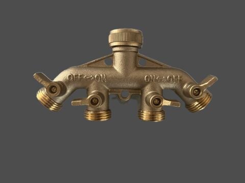 PREMIUM PİRİNÇ MUSLUK 1/4''  4 ÇIKIŞLI