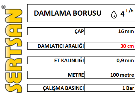 DAMLAMA BORUSU 16 mm x 30 cm 100 mt/TOP