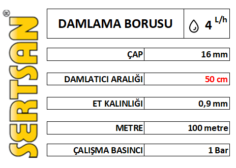 DAMLAMA BORUSU 16 mm x 50 cm 100 mt/TOP