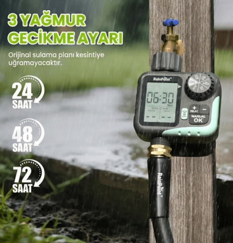 RainPoint ITV117 Mini Dijital 1 Çıkışlı Debimetreli Manuel Hortum Su Zamanlayıcısı