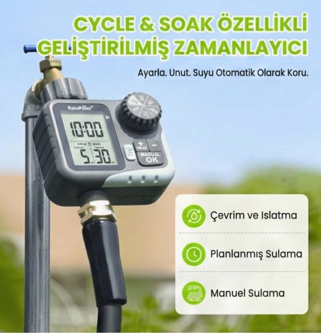 RainPoint ITV117 Mini Dijital 1 Çıkışlı Debimetreli Manuel Hortum Su Zamanlayıcısı