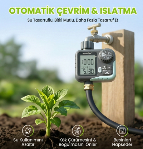 RainPoint ITV117 Mini Dijital 1 Çıkışlı Debimetreli Manuel Hortum Su Zamanlayıcısı